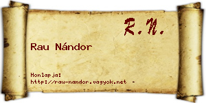 Rau Nándor névjegykártya